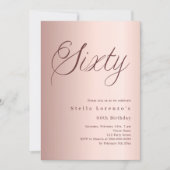 Invitation Script or rose simple 60e anniversaire (Devant)