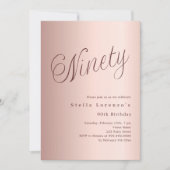 Invitation Script or rose simple 90e anniversaire (Devant)