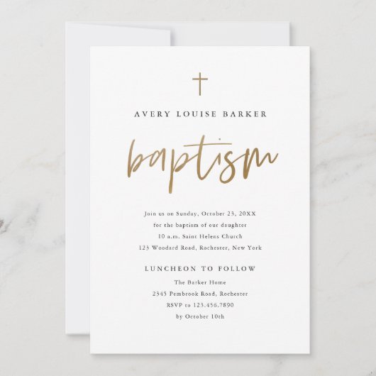 Invitation Script Or Simple Baptême Religieux (Devant)