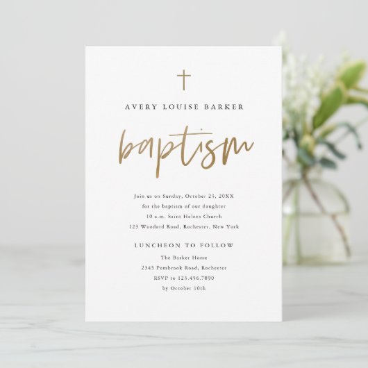Invitation Script Or Simple Baptême Religieux (Debout devant)