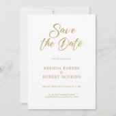 Invitation Script Or Simple Sur Mariage Blanc Enregistrer La  (Devant)