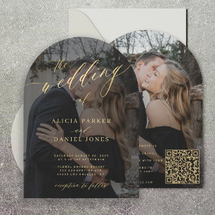Invitation Script or superposé photo tout en un mariage RSVP