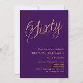 Invitation Script or violet 60e anniversaire (Devant)