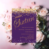 Invitation Script or violet élégant Sweet 16