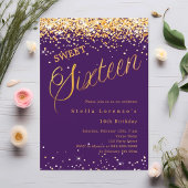 Invitation Script or violet élégant Sweet 16