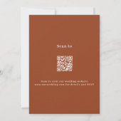 Invitation Script orange brûlé code QR RSVP mariage de luxe (Dos)