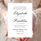 Invitation Script Orné Mariage noir et blanc