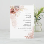 Invitation Script Pampas Mariage de palmiers séchés en laiton (Debout devant)