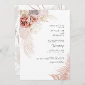 Invitation Script Pampas Mariage de palmiers séchés en laiton (Devant / Derrière)