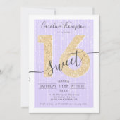 Invitation Script parties scintillant or chic lavande Sweet 1 (Devant)