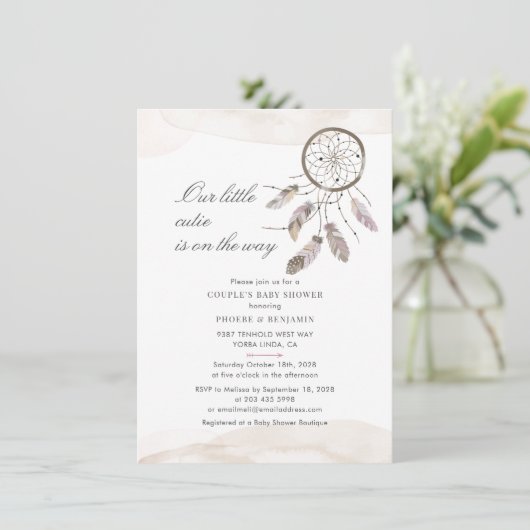 Invitation Script Pastel Couples Baby shower Dream Catcher (Debout devant)