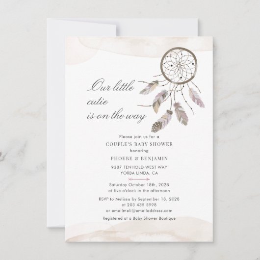 Invitation Script Pastel Couples Baby shower Dream Catcher (Devant)