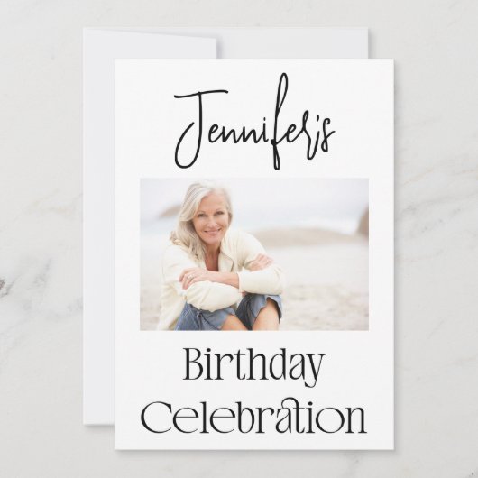Invitation Script personnalisé Fête d'anniversaire photo mode (Devant)