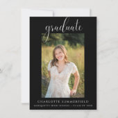 Invitation Script Photo Black White Graduation Party (Devant)