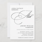 Invitation Script photo blanc et noir et Mariage de code QR (Devant)