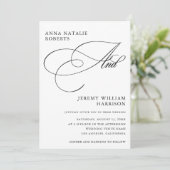 Invitation Script photo blanc et noir et Mariage de code QR (Debout devant)