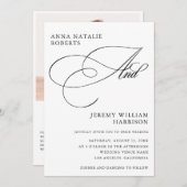 Invitation Script photo blanc et noir et Mariage de code QR (Devant / Derrière)