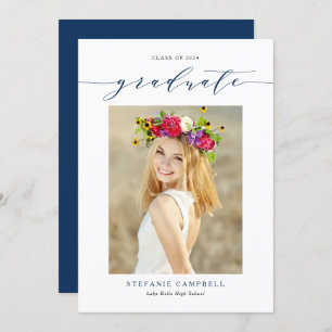 Invitation Script photo bleu marine 2023