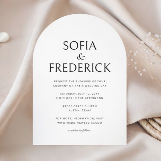 Invitation Script photo classique Arch Mariage noir et blanc