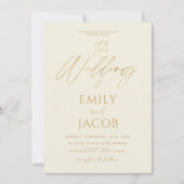 Invitation Script photo Cream Gold Mariage QR Code (Devant)