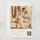 Invitation Script photo Cream Gold Mariage QR Code (Dos)