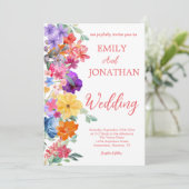 Invitation script photo de fleurs sauvages de jardin peintes (Debout devant)