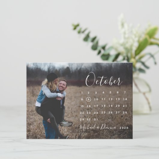 Invitation Script photo du calendrier enregistrer la date (Debout devant)