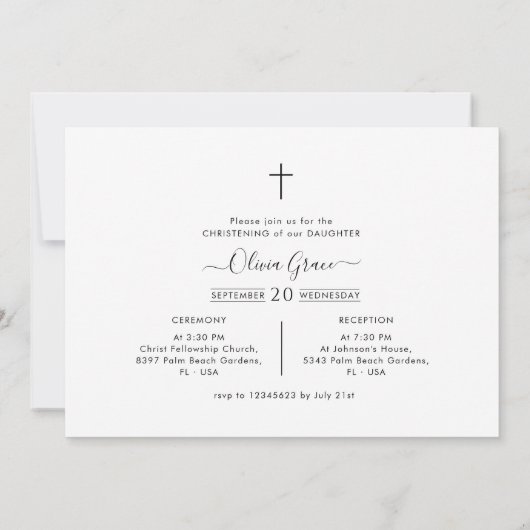 Invitation Script photo horizontal Genre Baptême neutre (Dos)