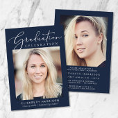 Invitation Script photo moderne Blue Graduation Party