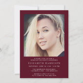 Invitation Script photo moderne Burgundy Graduation Party (Dos)