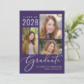Invitation Script photo moderne Purple Graduation Party (Debout devant)