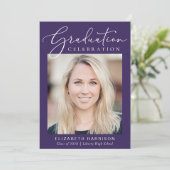 Invitation Script photo moderne Purple Graduation Party (Debout devant)