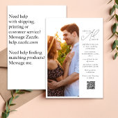 Invitation Script photo moderne QR Code Mariage