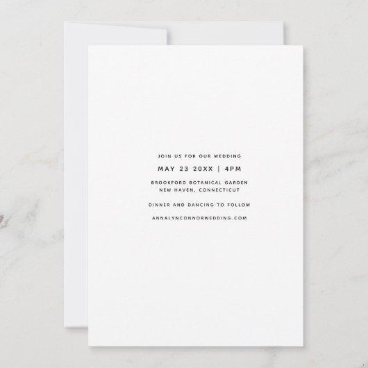 Invitation Script photo moderne | Simple Mariage propre (Dos)
