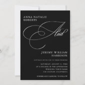 Invitation Script photo noir et blanc et Mariage de code QR (Devant)