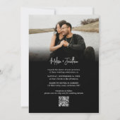 Invitation Script photo noir minimaliste QR Code Mariage (Dos)