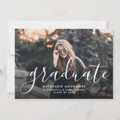Invitation Script photo personnalisé Black Graduation Party (Devant)
