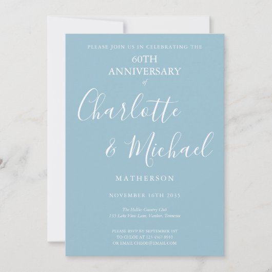 Invitation Script pour les 60 ans de mariage de diamant (Devant)