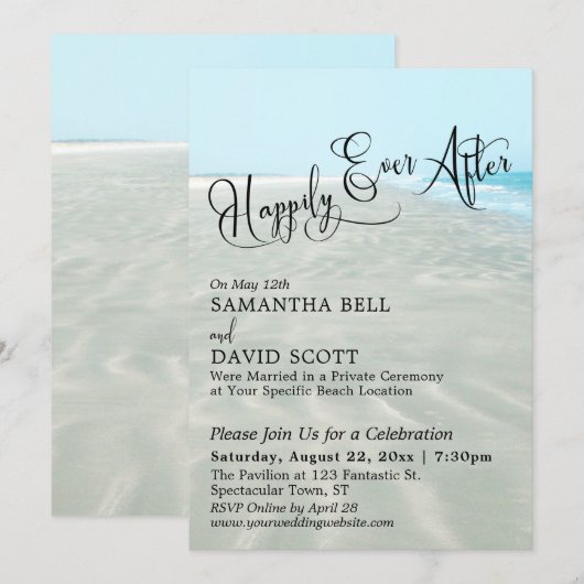 Invitation Script pour un mariage heureux pour toujours, Réce (Devant / Derrière)