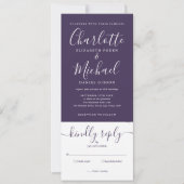 Invitation Script Purple Élégant Tout En Un Mariage (Devant)
