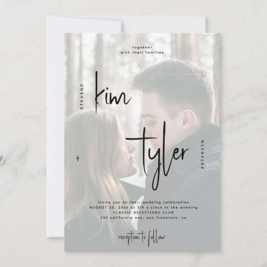 Invitation Script QR CODE moderne noms 2 photos mariage (Devant)