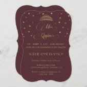 Invitation Script Quince Royal Burgundy Gold Mis Quinceañera (Devant / Derrière)