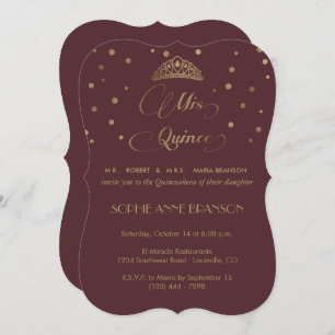 Invitation Script Quince Royal Burgundy Gold Mis Quinceañera