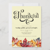 Invitation Script reconnaissant Feuilles aquarelle Moutarde j (Devant)