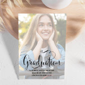 Invitation Script Red Graduation Party Photo personnalisée