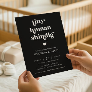 Invitation Script rétro Coeur minuscule Baby shower humain Sh