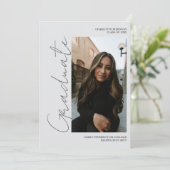 Invitation Script retro gray graduate photo graduation (Debout devant)