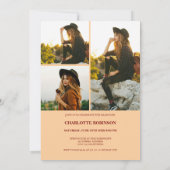 Invitation Script retro Light Peach graduate photo graduation (Dos)