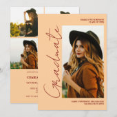 Invitation Script retro Light Peach graduate photo graduation (Devant / Derrière)