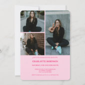 Invitation Script retro neon pink graduate photo graduation (Dos)